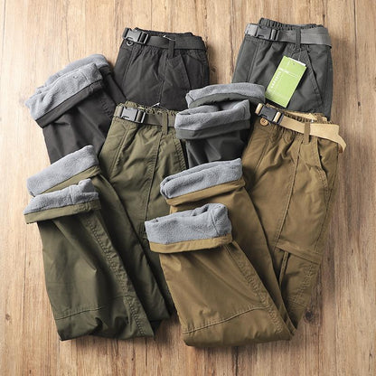 Windproof Waterproof Fleece-Lined Outdoor Hiking Pants