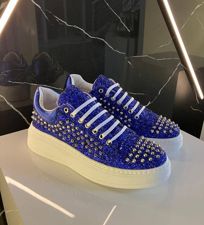 Men's Fashion Rivet Rhinestone Lace-Up Shoes