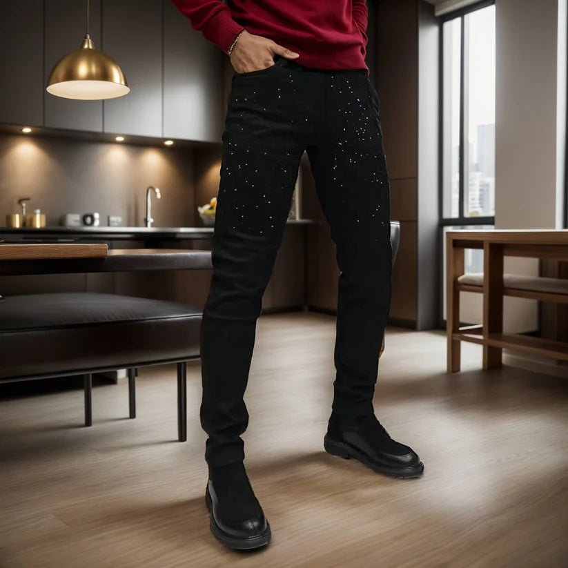 Men's Simple Rhinestone Jeans