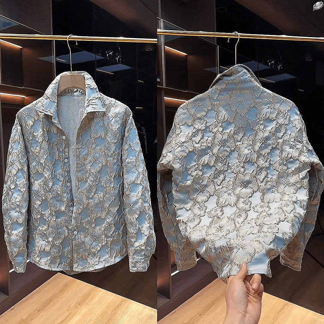 Trendy 3D Embroidered Carved Men's Shirt Jacket