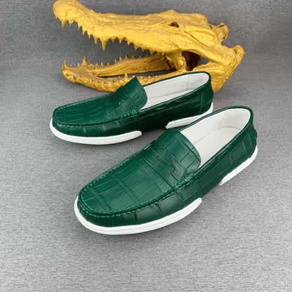 Trendy crocodile pattern men's loafers