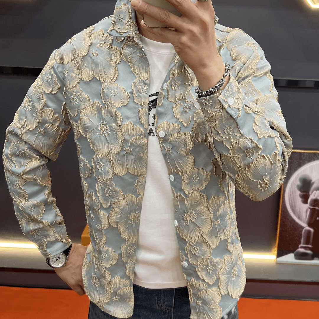 Trendy 3D Embroidered Carved Men's Shirt Jacket