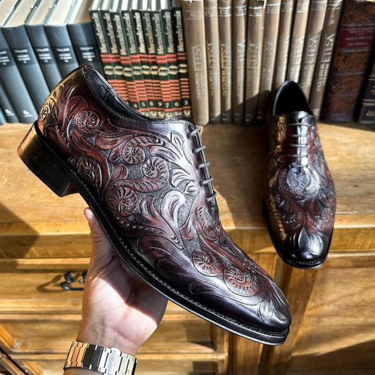 Men's Handmade Special Patterns Oxford Leather Shoes