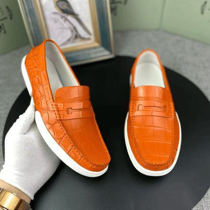 Trendy crocodile pattern men's loafers