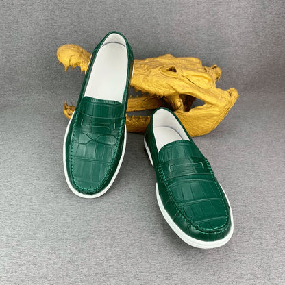 Trendy crocodile pattern men's loafers