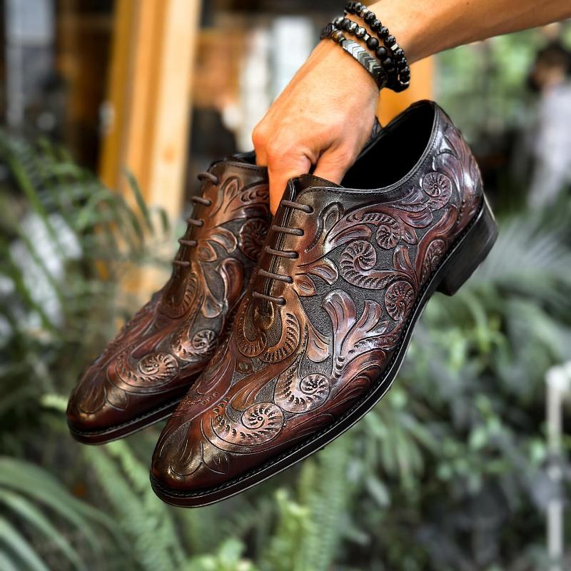 Men's Handmade Special Patterns Oxford Leather Shoes