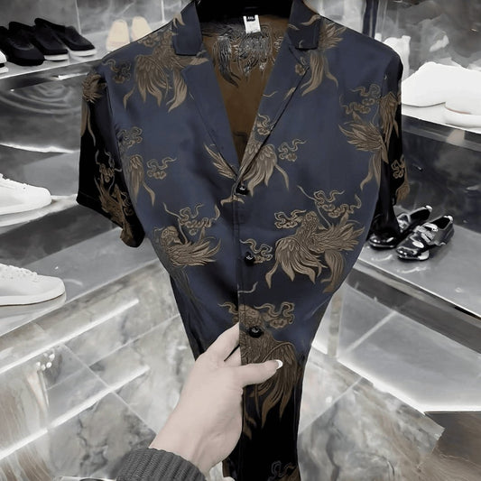 Summer New Fashion Print Comfortable Versatile Men's Shirt