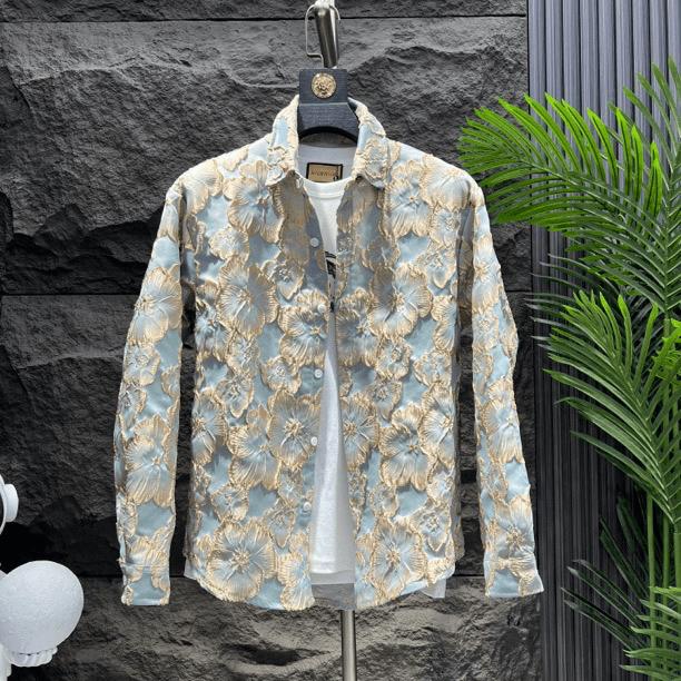 Trendy 3D Embroidered Carved Men's Shirt Jacket