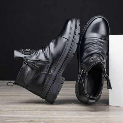 Men's Handmade Zipper Leather Martin Boots