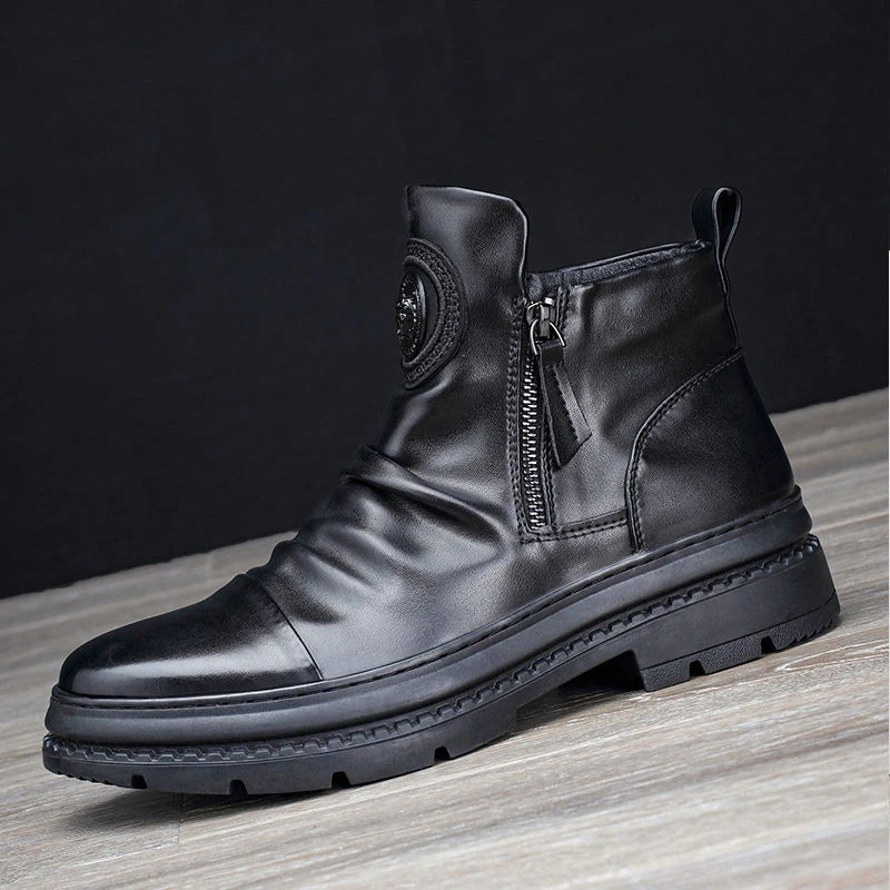 Men's Handmade Zipper Leather Martin Boots